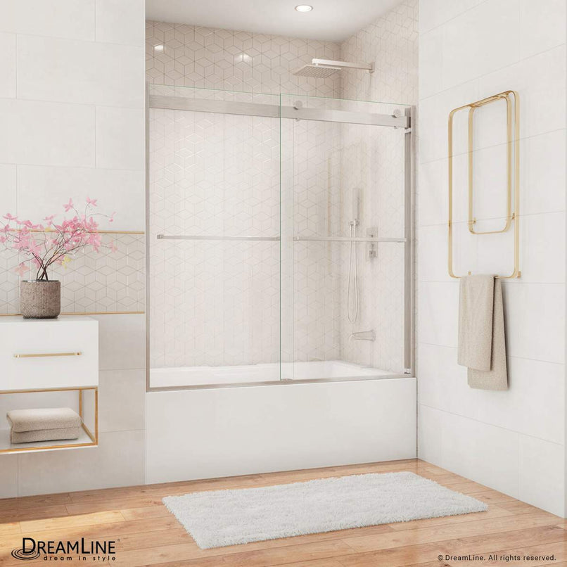 Essence 60" High x 56, 57, 58, 59, 60" Wide Bypass Frameless Tub Door - image 1