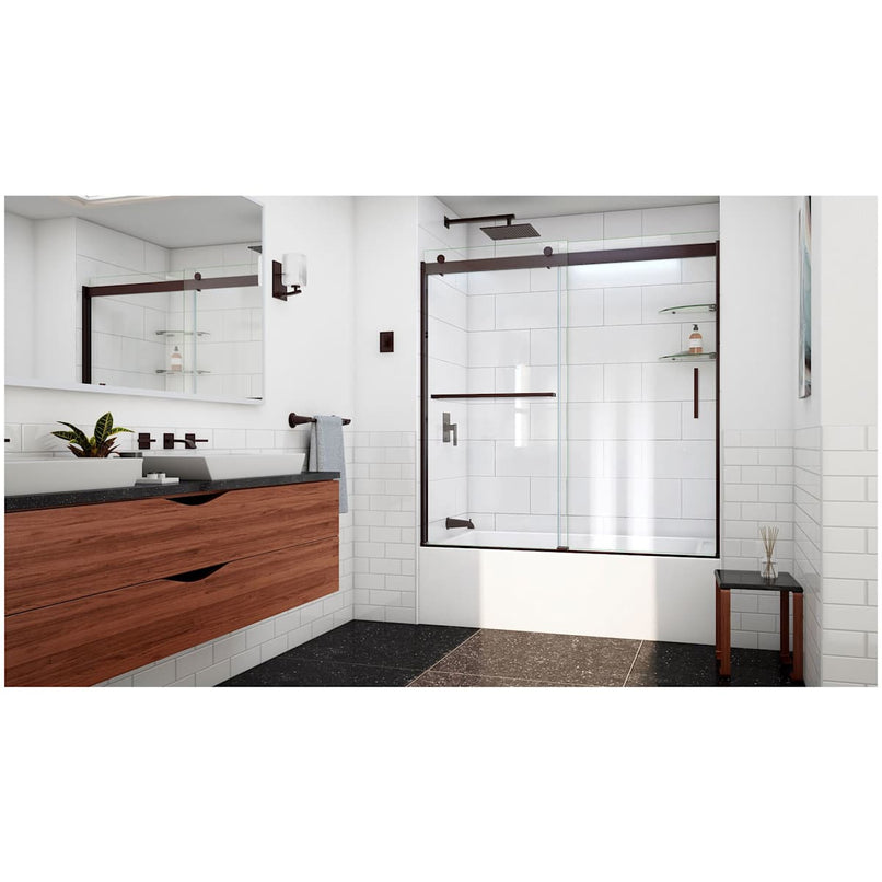 Sapphire-V 62" High x 60" Wide Bypass Semi Frameless Tub Door with Clear Glass - image 9