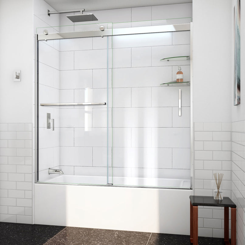 Sapphire-V 62" High x 60" Wide Bypass Semi Frameless Tub Door with Clear Glass - image 1