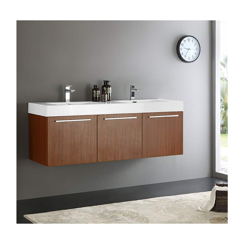 Vista 59" Double Wall Mounted Wood Vanity Cabinet Only - Less Vanity Top - image 9