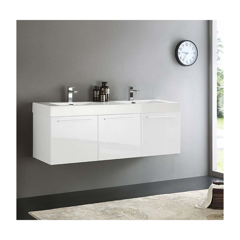 Vista 59" Double Wall Mounted Wood Vanity Cabinet Only - Less Vanity Top - image 11