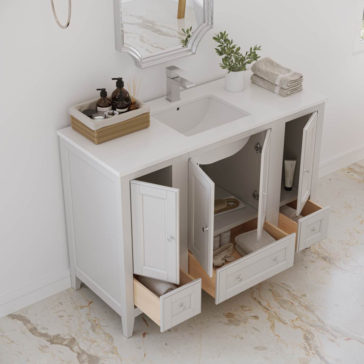 Oxford 48" Free Standing Single Basin Vanity Set with Cabinet and Quartz Vanity Top - image 3