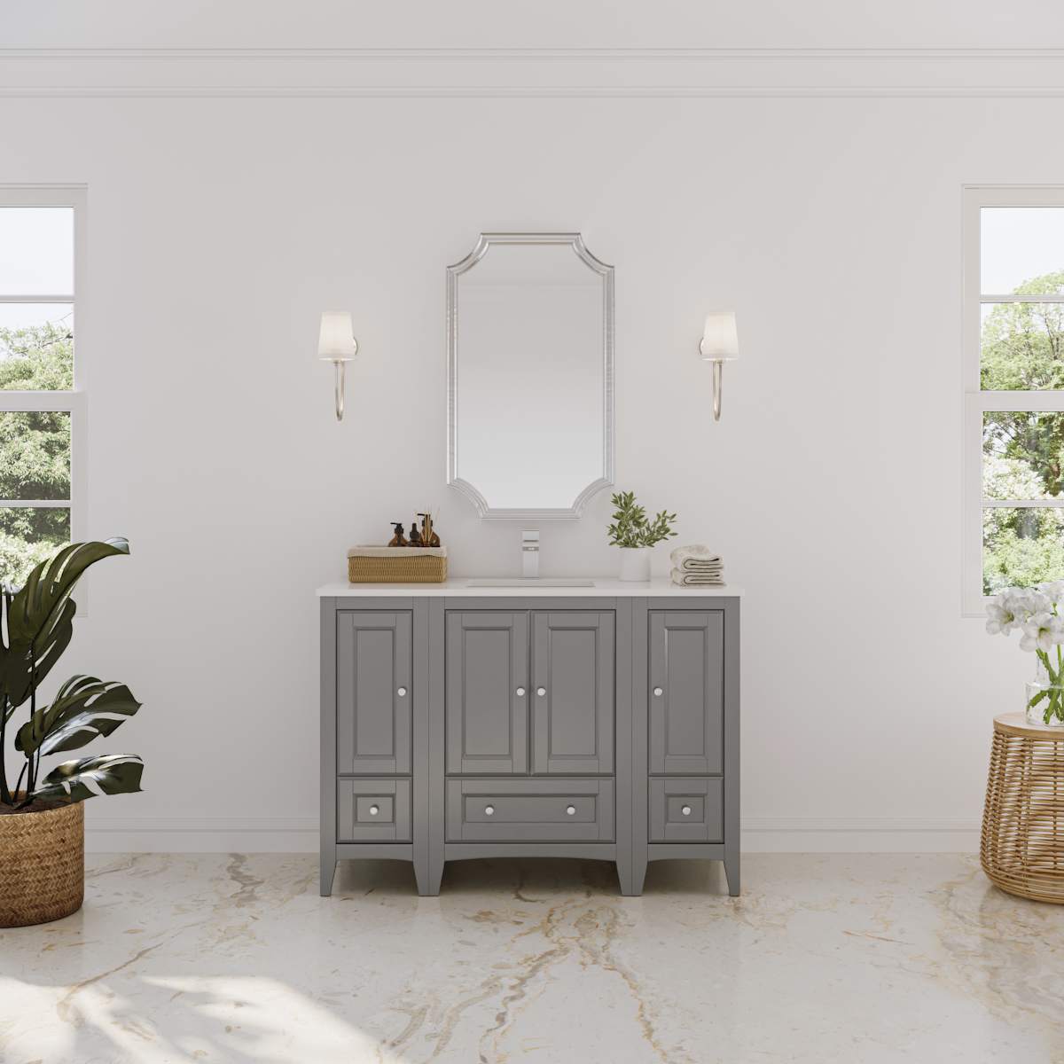 Oxford 48" Free Standing Single Basin Vanity Set with Cabinet and Quartz Vanity Top - image 1