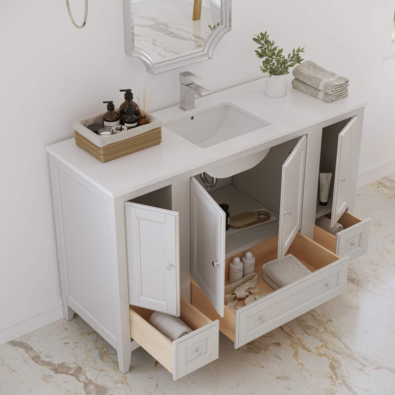 Oxford 54" Free Standing Single Basin Vanity Set with Cabinet and Quartz Vanity Top - image 3