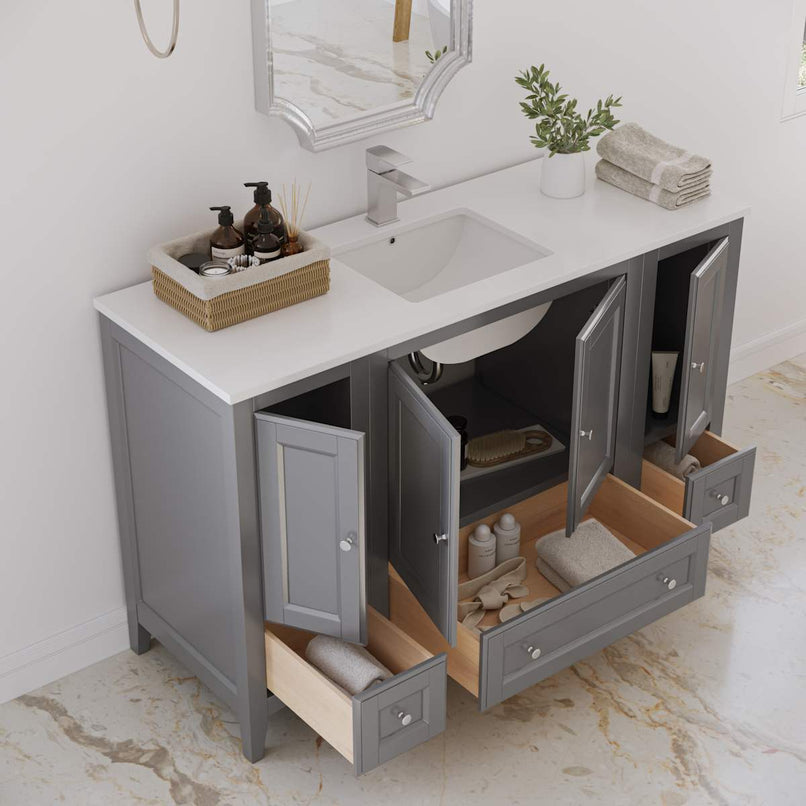 Oxford 54" Free Standing Single Basin Vanity Set with Cabinet and Quartz Vanity Top - image 15
