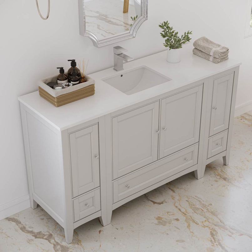 Oxford 60" Free Standing Single Basin Vanity Set with Cabinet and Quartz Vanity Top - image 4