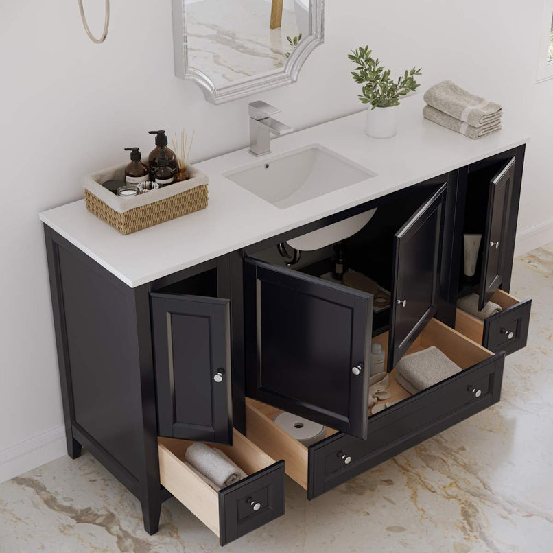 Oxford 60" Free Standing Single Basin Vanity Set with Cabinet and Quartz Vanity Top - image 10