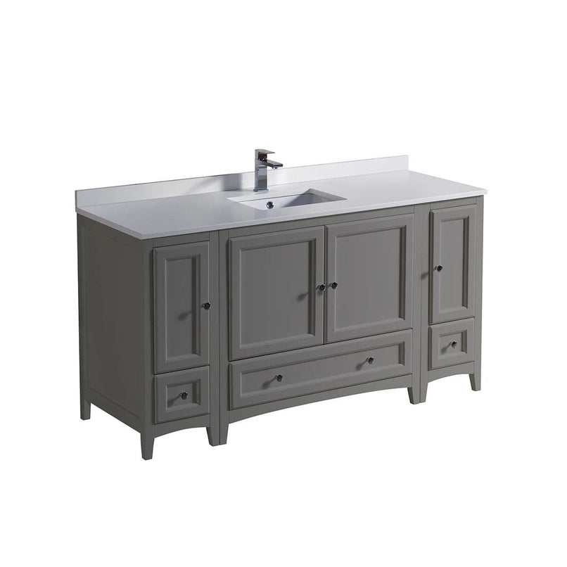 Oxford 60" Free Standing Single Basin Vanity Set with Cabinet and Quartz Vanity Top - image 1
