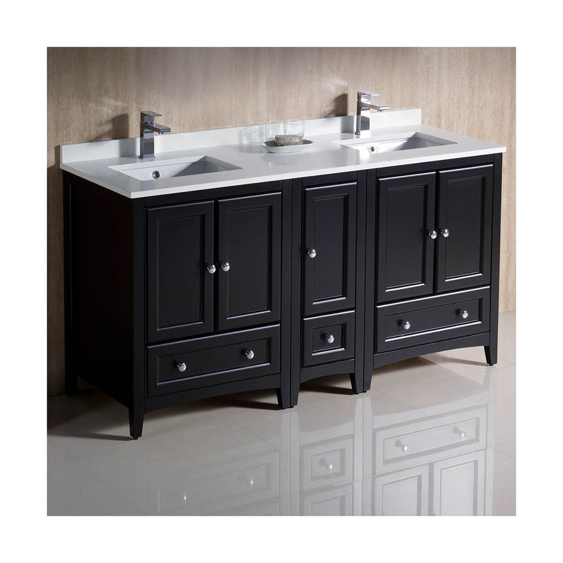 Oxford 60" Free Standing Double Basin Vanity Set with Cabinet and Quartz Vanity Top - image 3