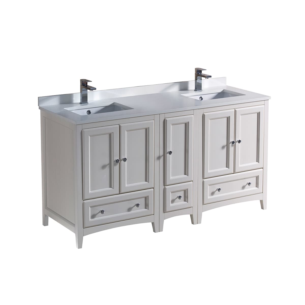 Oxford 60" Free Standing Double Basin Vanity Set with Cabinet and Quartz Vanity Top