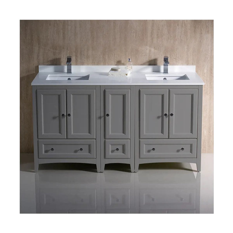 Oxford 60" Free Standing Double Basin Vanity Set with Cabinet and Quartz Vanity Top - image 9