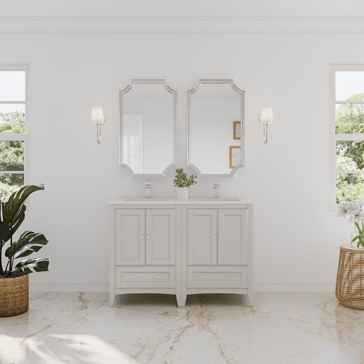 Oxford 48" Double Free Standing Vanity Cabinet - Less Vanity Top