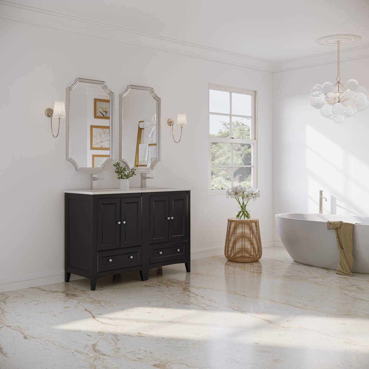 Oxford 48" Free Standing Double Basin Vanity Set with Cabinet and Quartz Vanity Top - image 13
