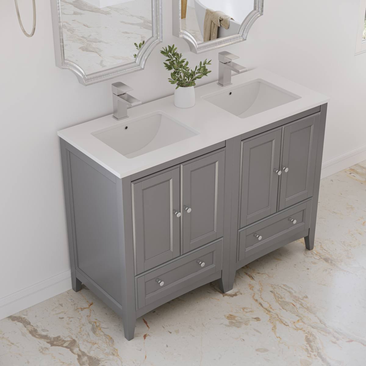Oxford 48" Free Standing Double Basin Vanity Set with Cabinet and Quartz Vanity Top - image 16