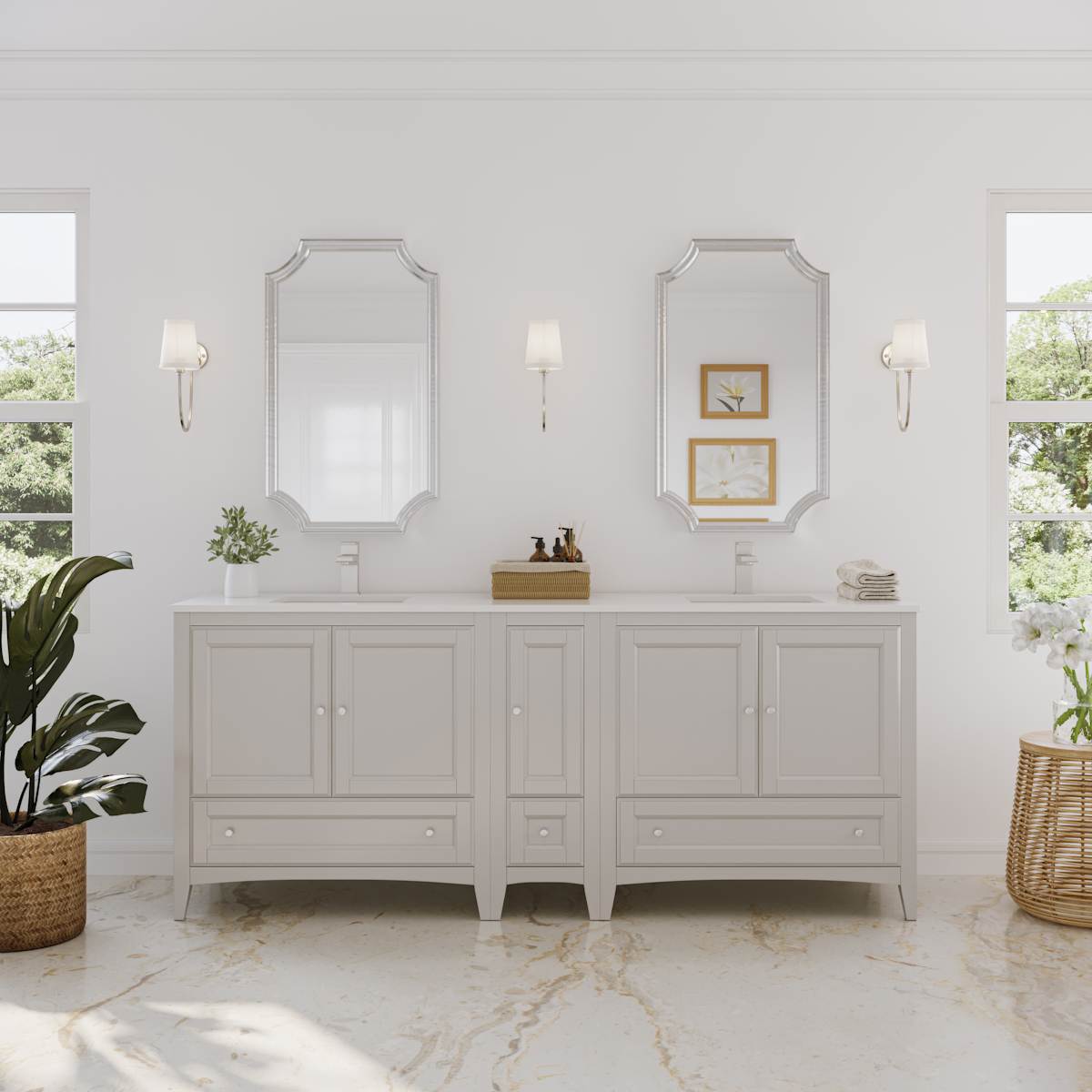 Oxford 72" Double Free Standing Vanity Cabinet - Less Vanity Top
