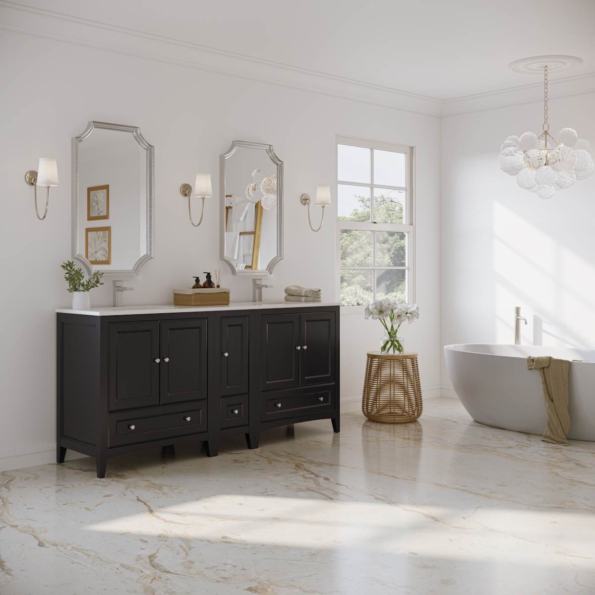 Oxford 72" Free Standing Double Basin Vanity Set with Cabinet and Quartz Vanity Top - image 5
