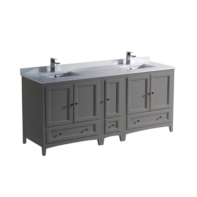 Oxford 72" Free Standing Double Basin Vanity Set with Cabinet and Quartz Vanity Top - image 1