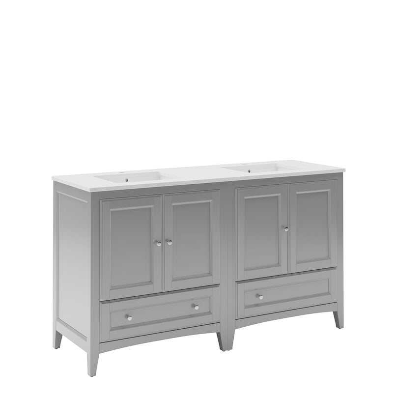Oxford 60" Free Standing Double Basin Vanity Set with Cabinet and Quartz Vanity Top - image 2