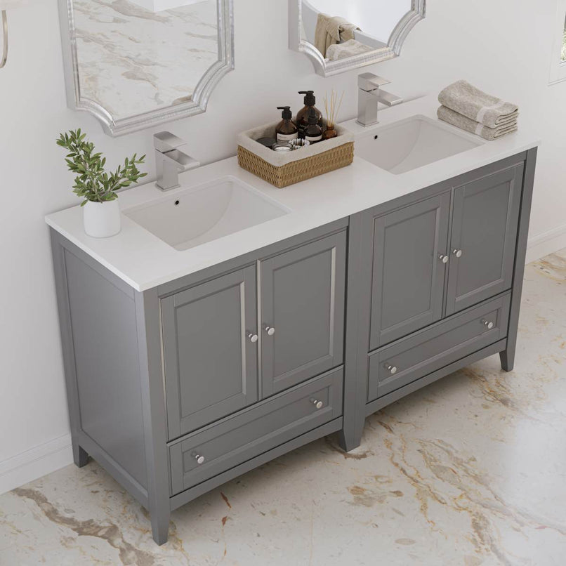 Oxford 60" Free Standing Double Basin Vanity Set with Cabinet and Quartz Vanity Top - image 4