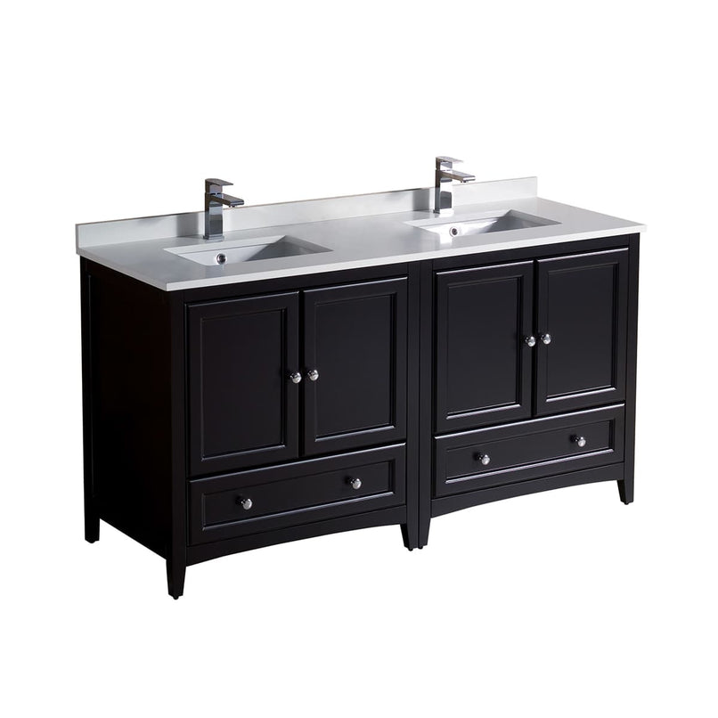 Oxford 60" Free Standing Double Basin Vanity Set with Cabinet and Quartz Vanity Top - image 1