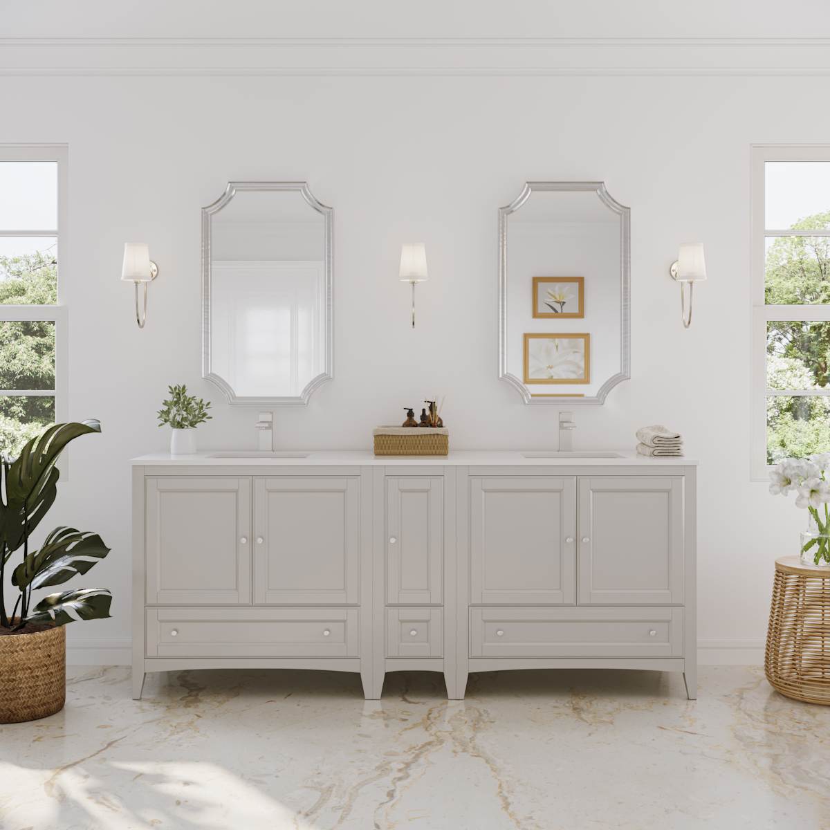 Oxford 84" Double Free Standing Vanity Cabinet - Less Vanity Top