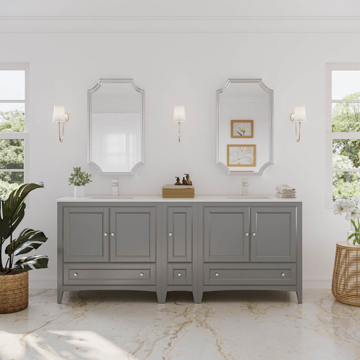 Oxford 84" Double Free Standing Vanity Cabinet - Less Vanity Top - image 19