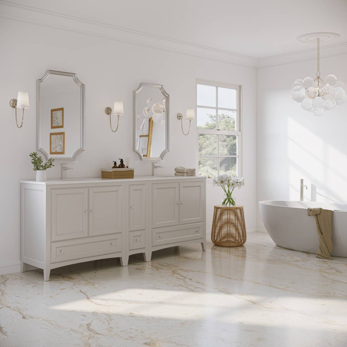 Oxford 84" Free Standing Double Basin Vanity Set with Cabinet and Quartz Vanity Top - image 5