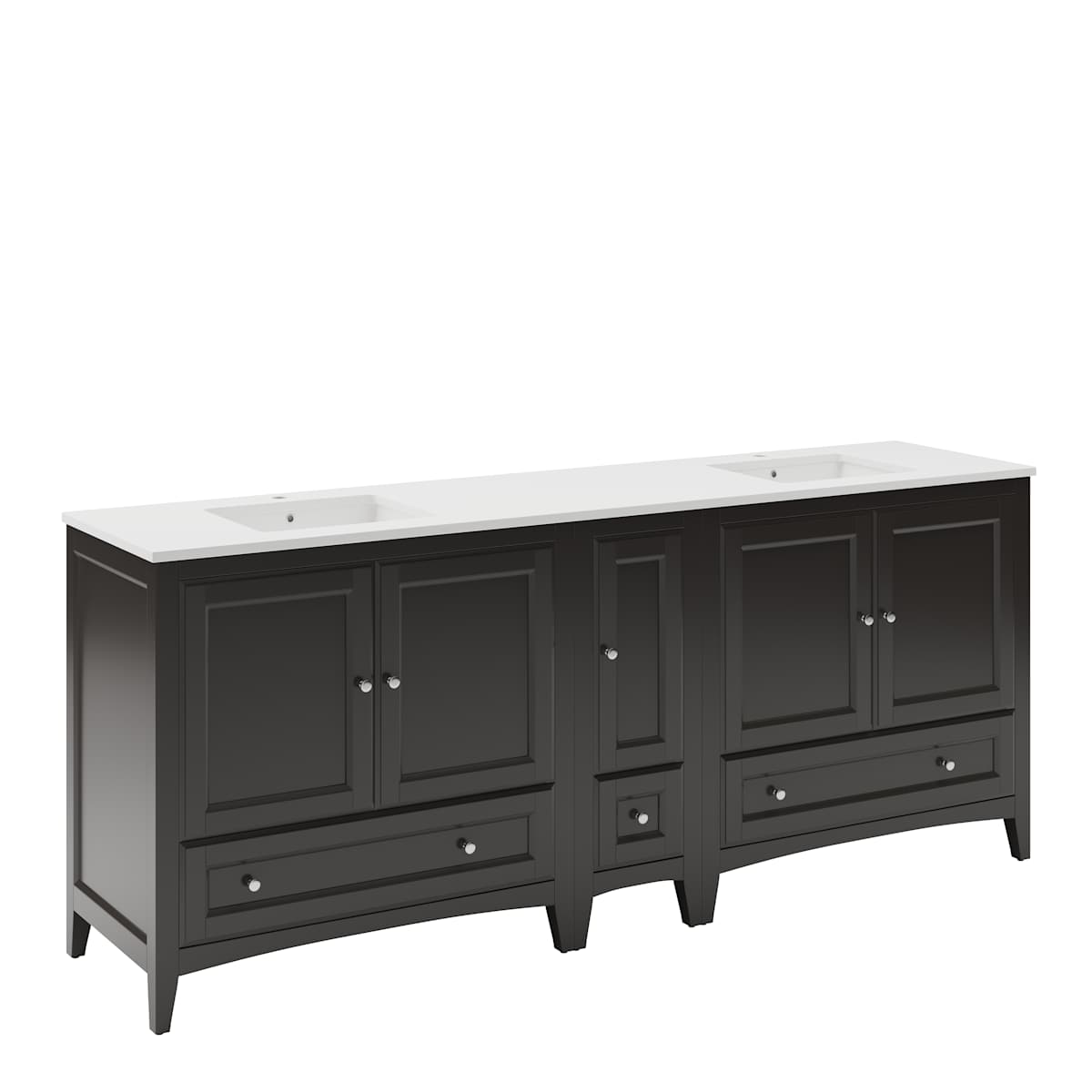 Oxford 84" Free Standing Double Basin Vanity Set with Cabinet and Quartz Vanity Top