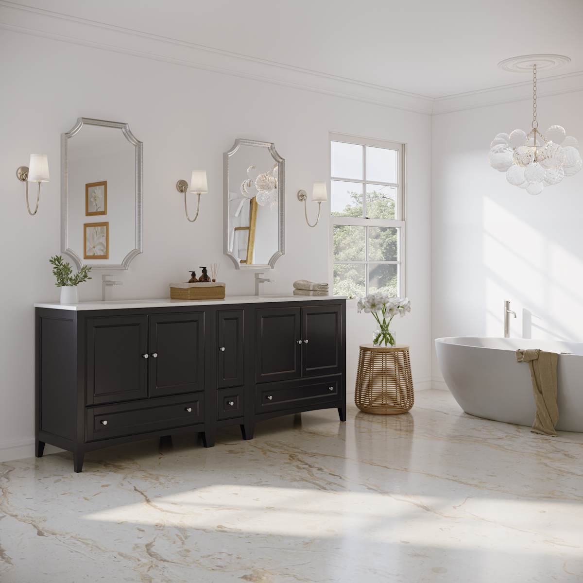 Oxford 84" Free Standing Double Basin Vanity Set with Cabinet and Quartz Vanity Top - image 13