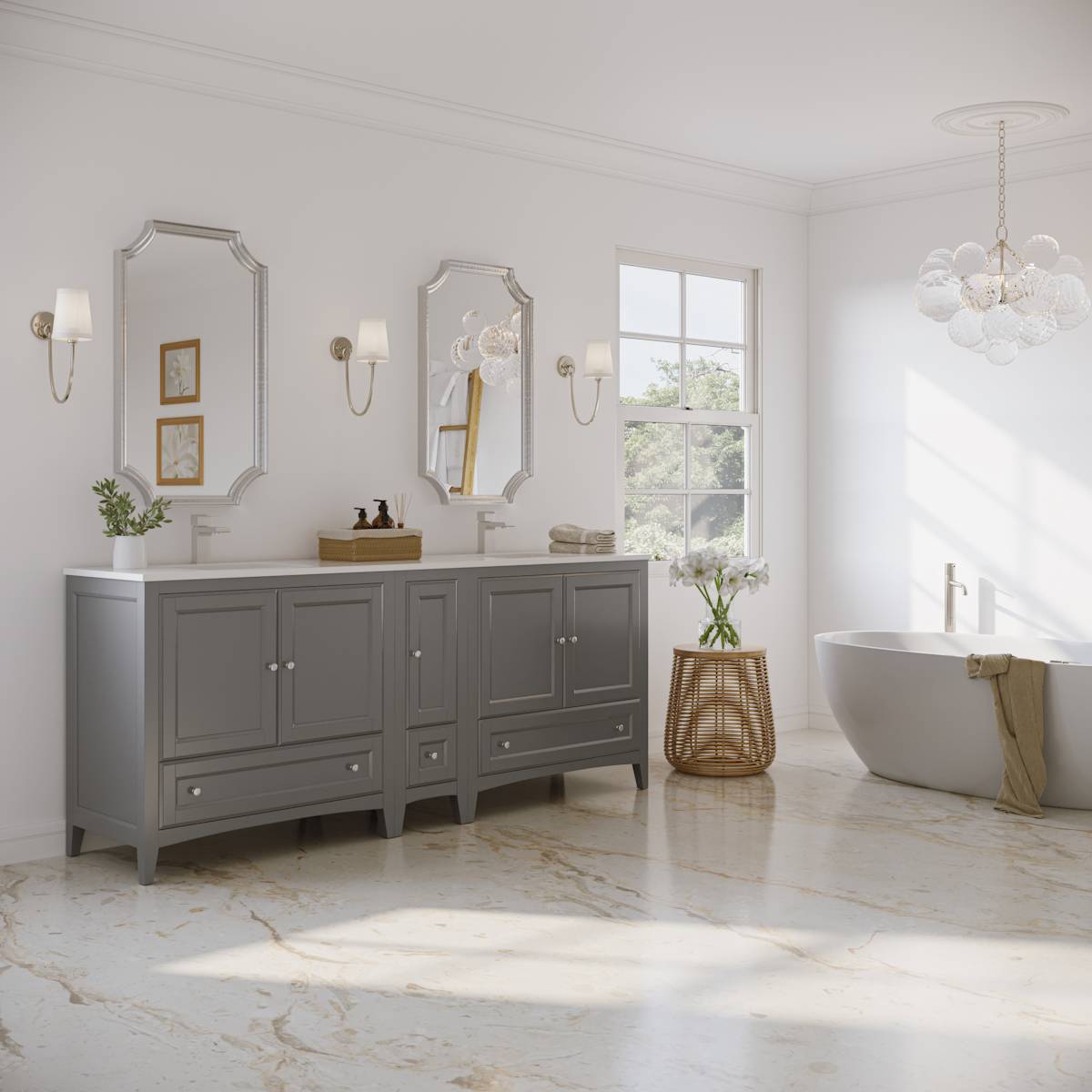 Oxford 84" Free Standing Double Basin Vanity Set with Cabinet and Quartz Vanity Top - image 17