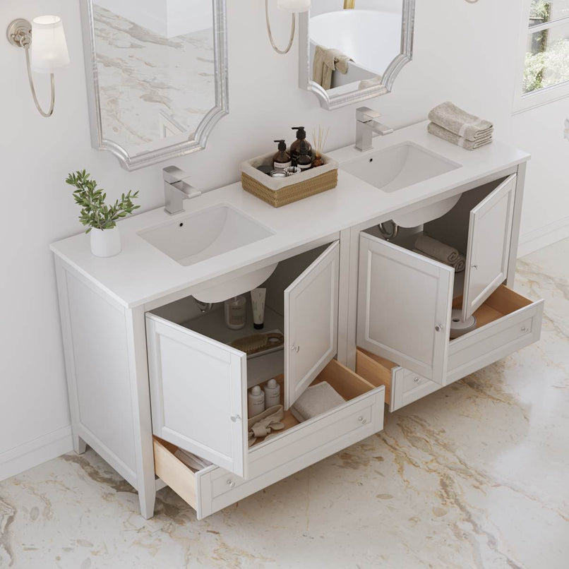 Oxford 72" Free Standing Double Basin Vanity Set with Cabinet and Quartz Vanity Top - image 3