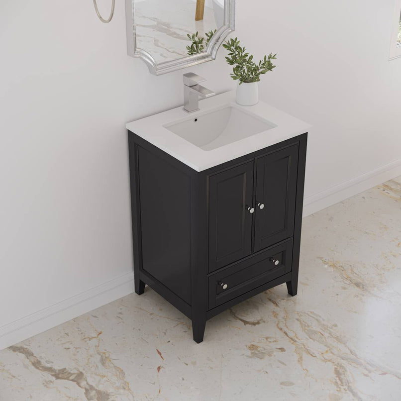 Oxford 24" Free Standing Single Basin Vanity Set with Cabinet and Quartz Vanity Top - image 12