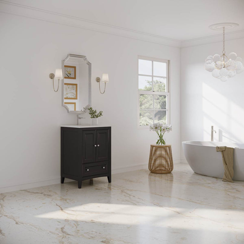 Oxford 24" Free Standing Single Basin Vanity Set with Cabinet and Quartz Vanity Top - image 13