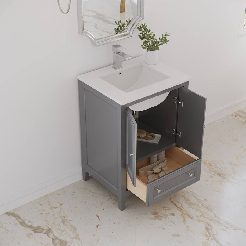 Oxford 24" Free Standing Single Basin Vanity Set with Cabinet and Quartz Vanity Top - image 15