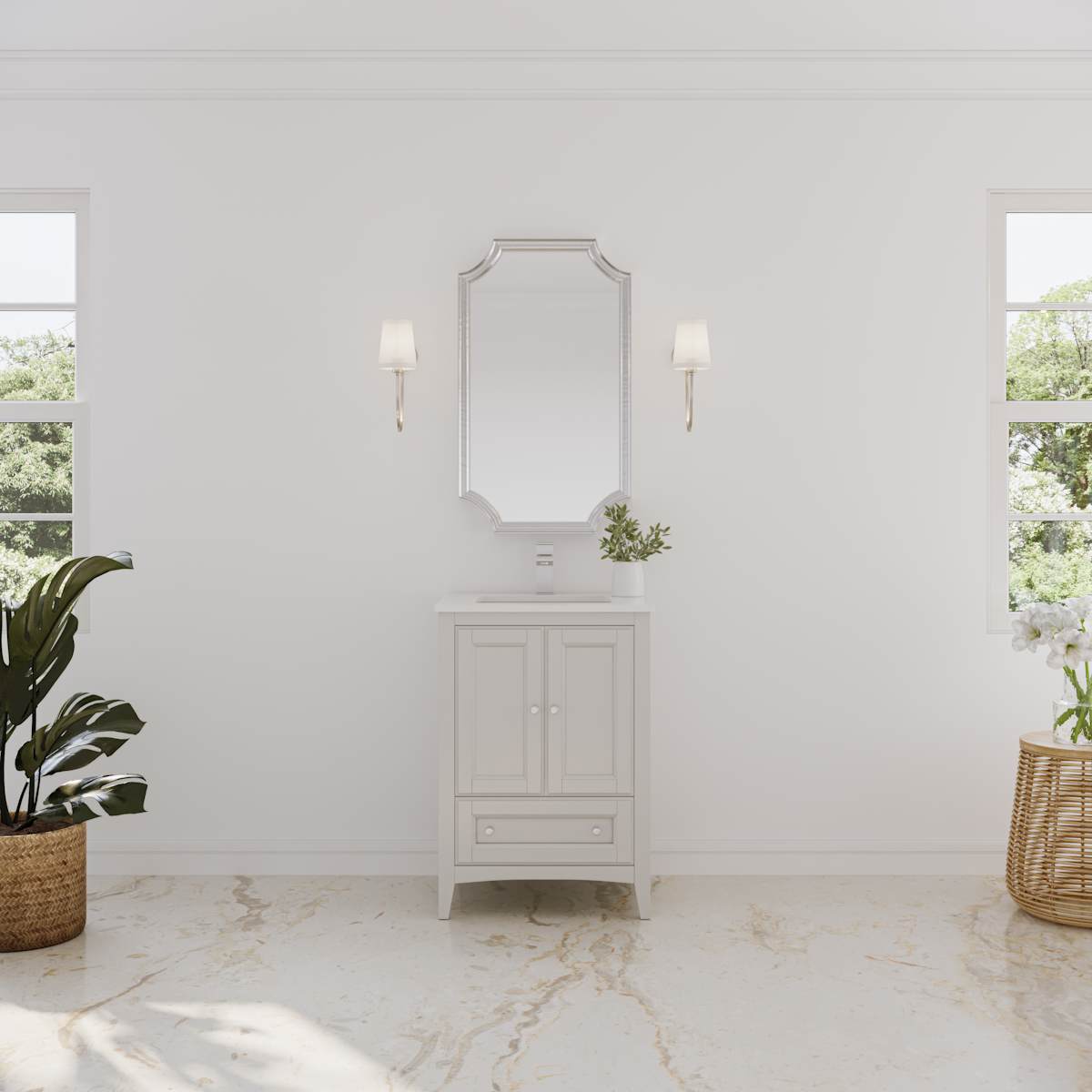 Oxford 24" Free Standing Single Basin Vanity Set with Cabinet and Quartz Vanity Top - image 1