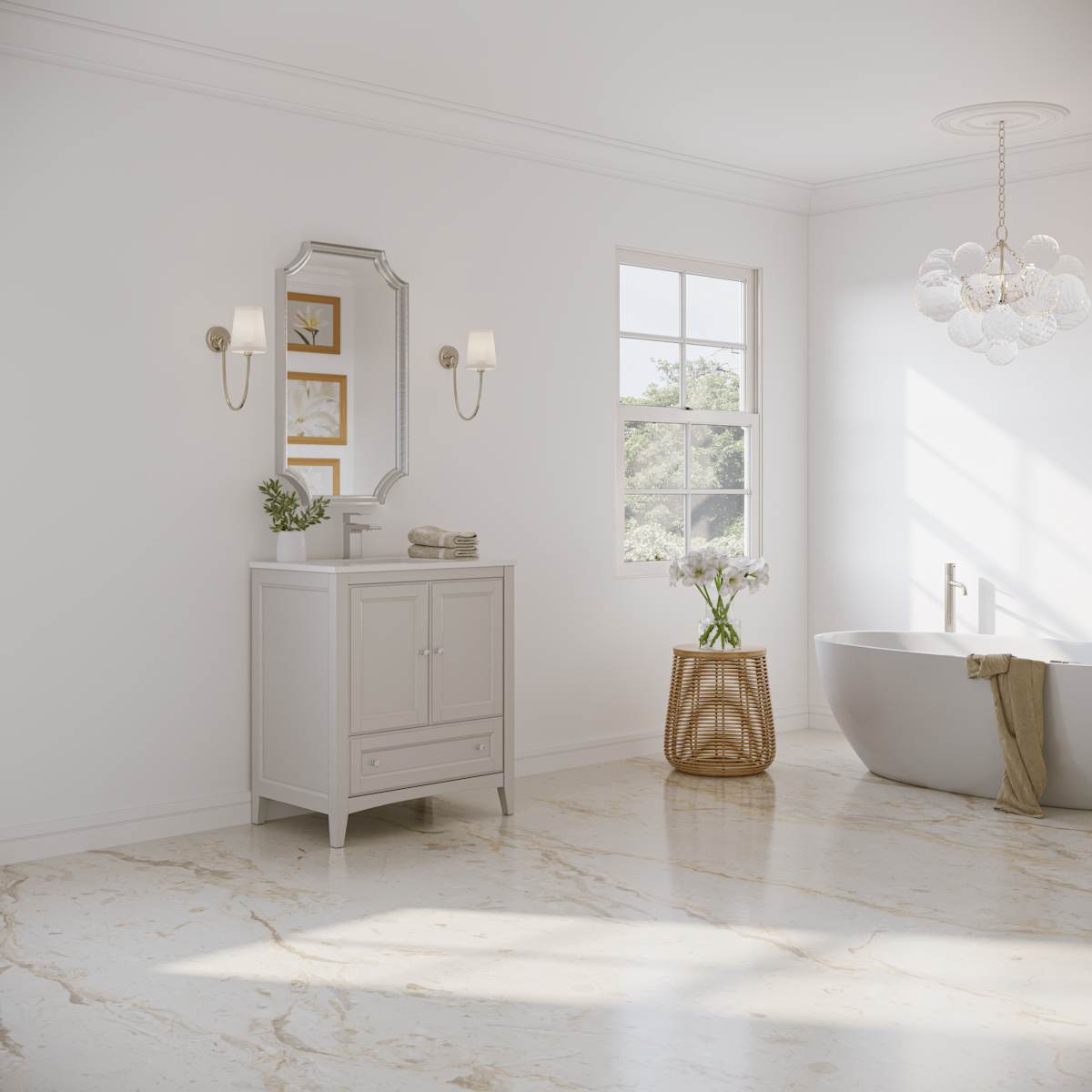 Oxford 30" Free Standing Single Basin Vanity Set with Cabinet and Quartz Vanity Top