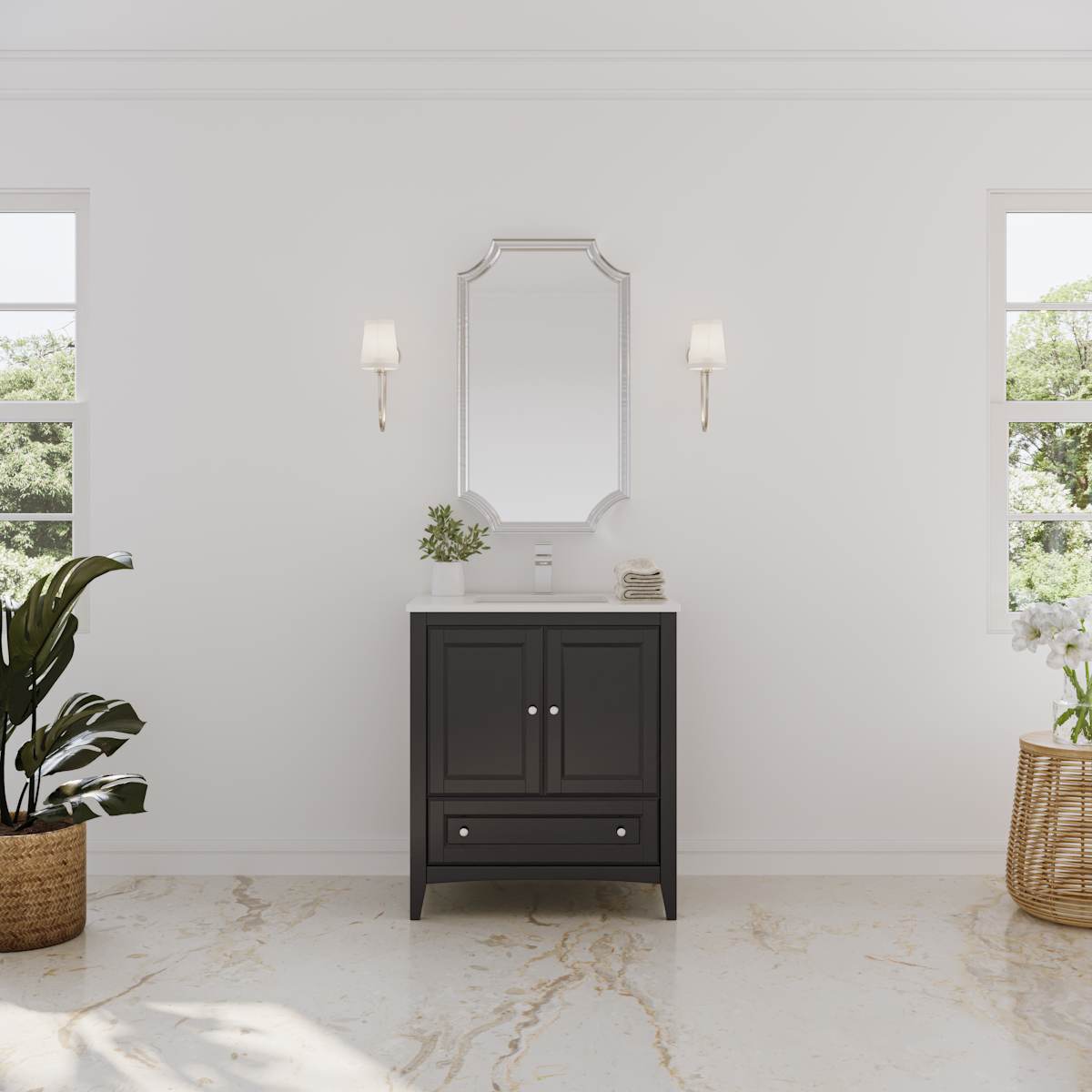 Oxford 30" Free Standing Single Basin Vanity Set with Cabinet and Quartz Vanity Top - image 1