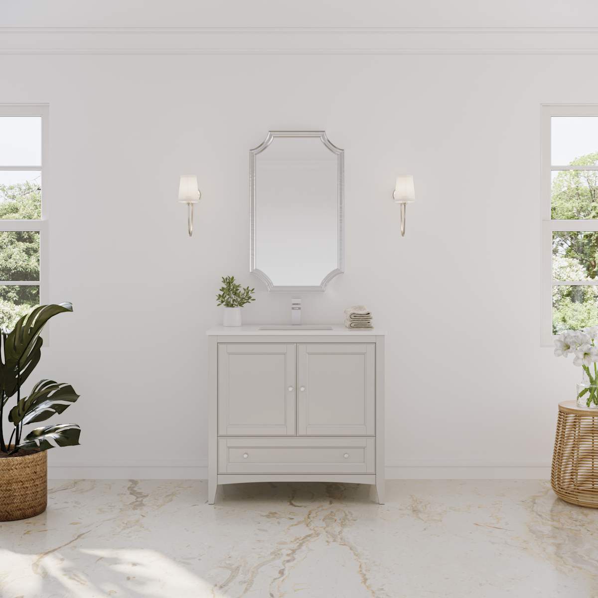 Oxford 36" Single Free Standing Vanity Cabinet - Less Vanity Top