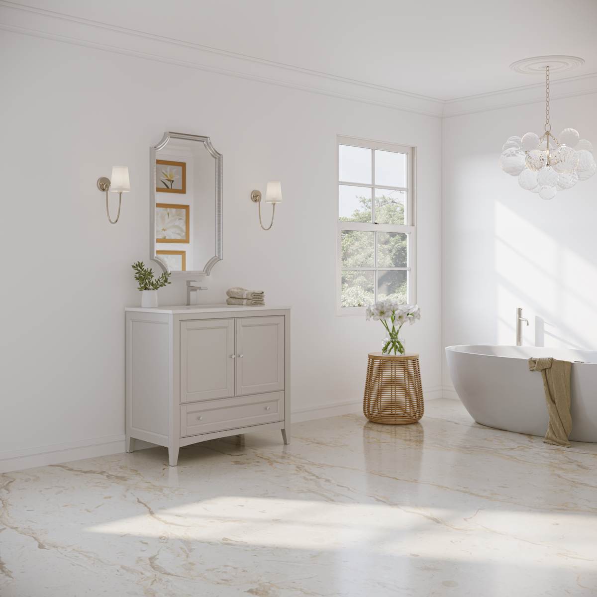 Oxford 36" Free Standing Single Basin Vanity Set with Cabinet and Quartz Vanity Top