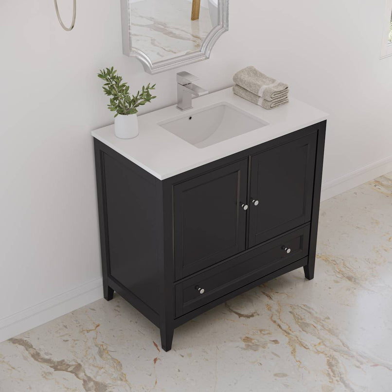Oxford 36" Free Standing Single Basin Vanity Set with Cabinet and Quartz Vanity Top - image 12