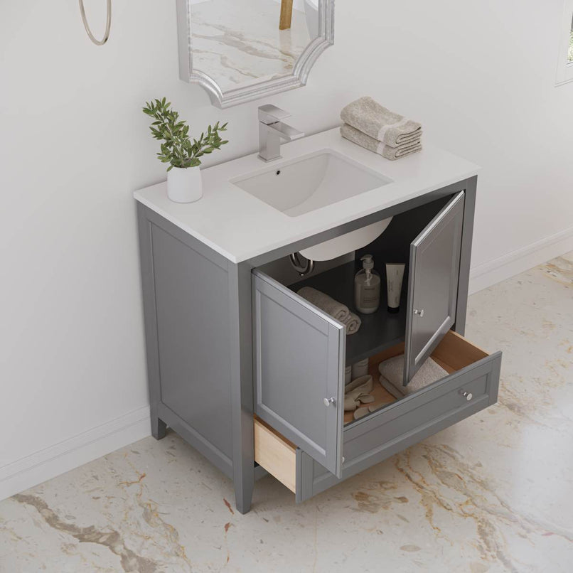 Oxford 36" Free Standing Single Basin Vanity Set with Cabinet and Quartz Vanity Top - image 15