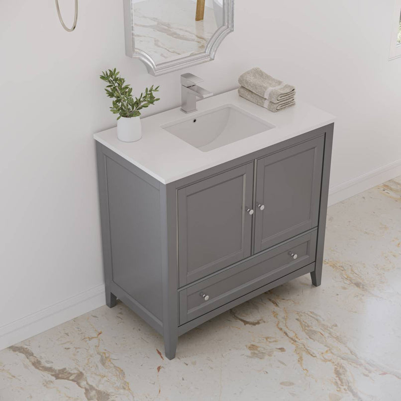 Oxford 36" Free Standing Single Basin Vanity Set with Cabinet and Quartz Vanity Top - image 16