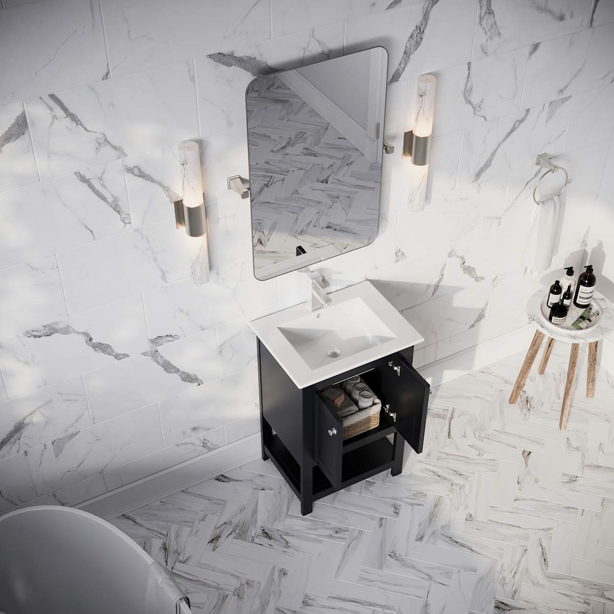 Manchester 24" Free Standing Single Basin Vanity Set with Cabinet and Ceramic Vanity Top