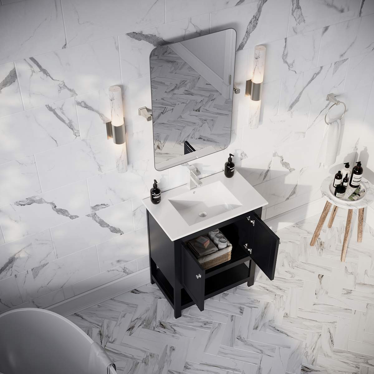 Manchester 30" Free Standing Single Basin Vanity Set with Cabinet and Ceramic Vanity Top
