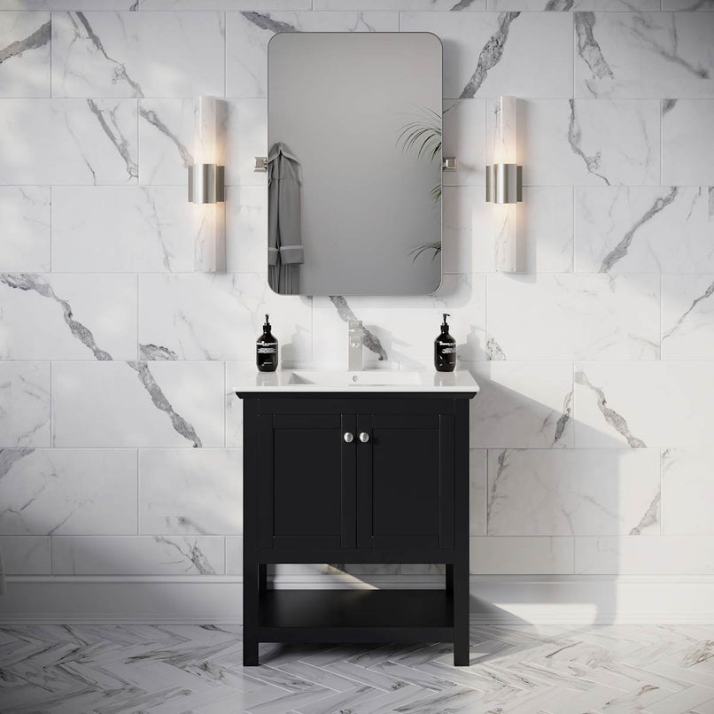 Manchester 30" Free Standing Single Basin Vanity Set with Cabinet and Ceramic Vanity Top - image 1
