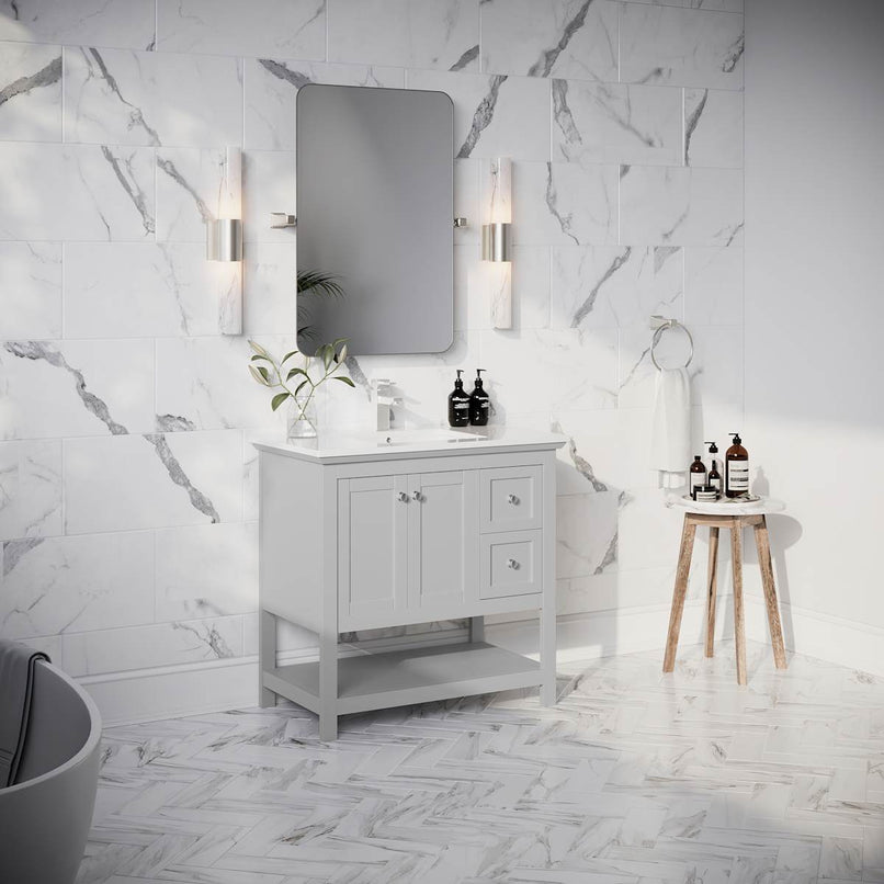 Manchester 36" Free Standing Single Basin Vanity Set with Cabinet and Quartz Vanity Top - image 14