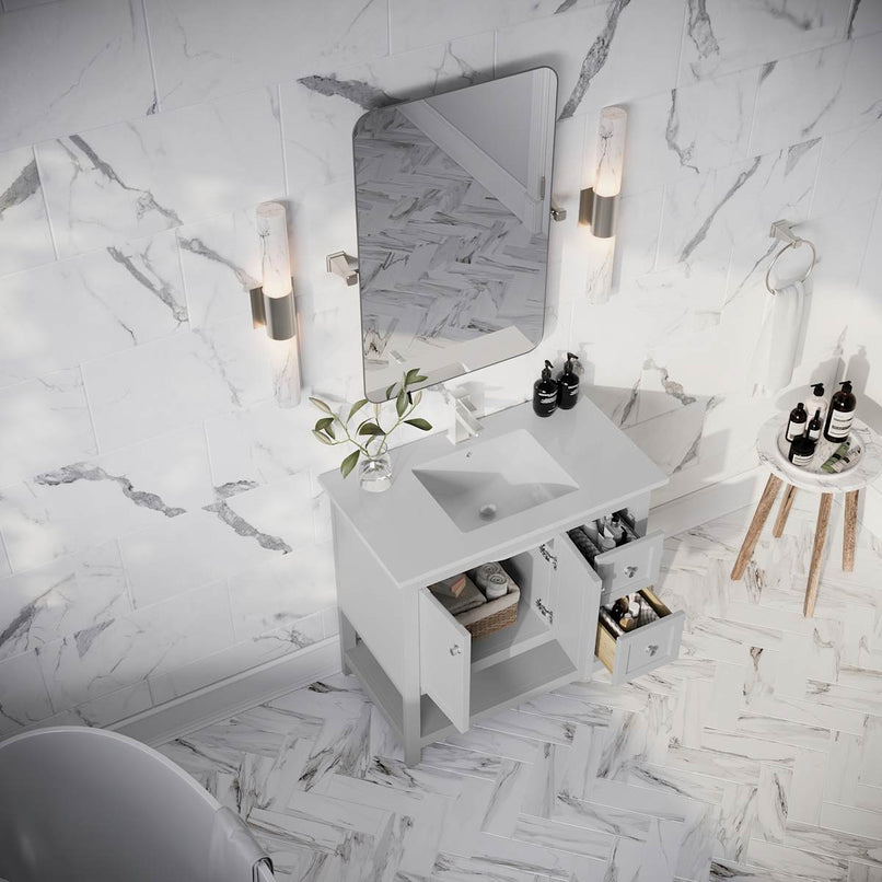 Manchester 36" Free Standing Single Basin Vanity Set with Cabinet and Quartz Vanity Top - image 15