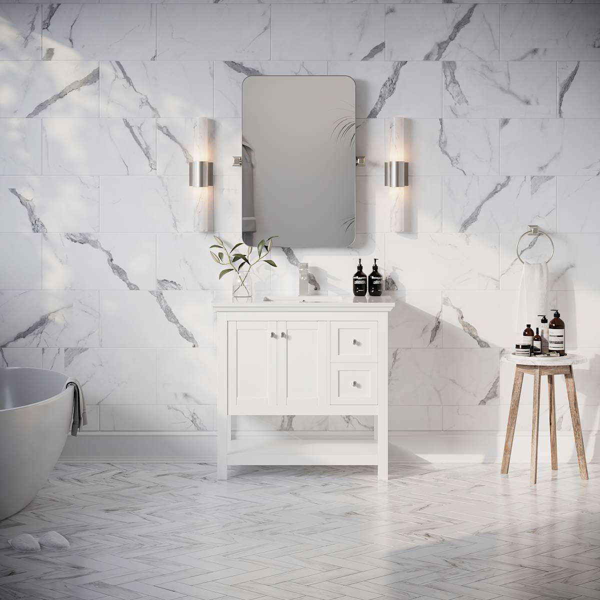 Manchester 36" Free Standing Single Basin Vanity Set with Cabinet and Quartz Vanity Top - image 19