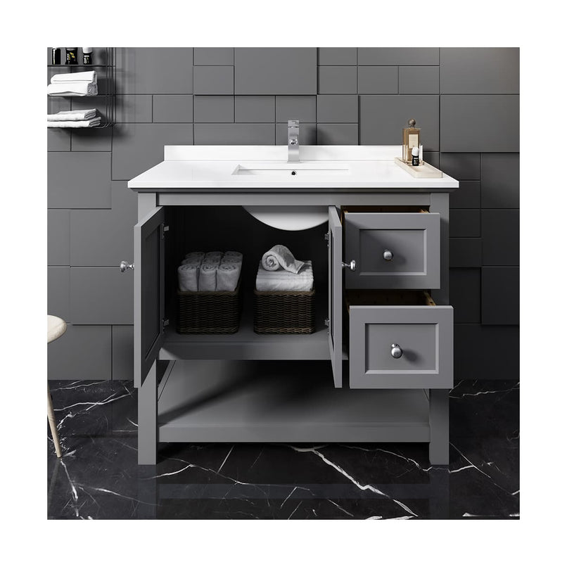 Manchester 42" Free Standing Single Basin Vanity Set with Cabinet and Quartz Vanity Top - image 12