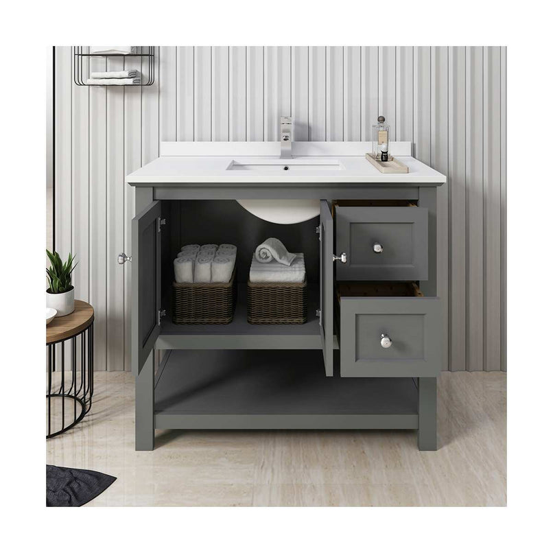 Manchester 42" Free Standing Single Basin Vanity Set with Cabinet and Quartz Vanity Top - image 7